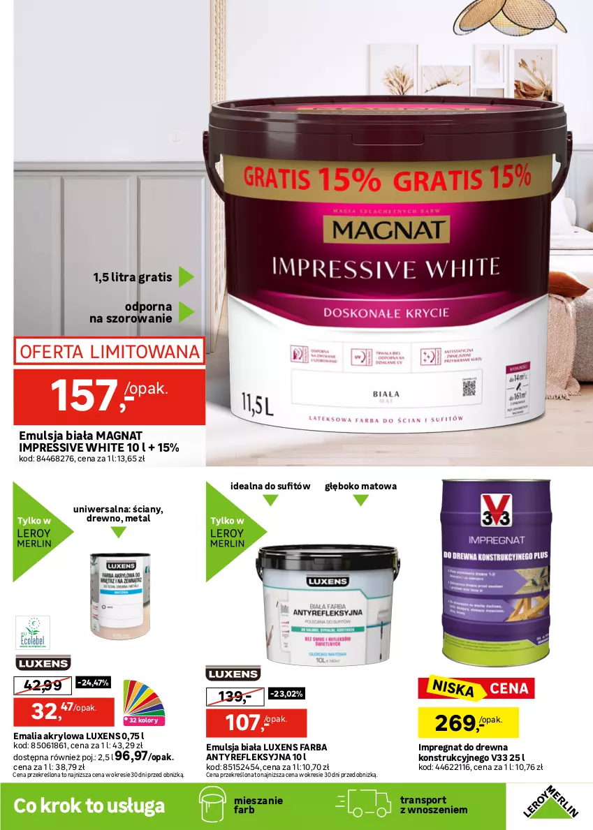 Gazetka promocyjna Leroy Merlin - Gazetka Leroy Merlin - ważna 09.09 do 29.09.2026 - strona 15 - produkty: Beckers, Dulux, Emulsja, Fa, Gra, Luxens, Por, Ser, Sport, Tran