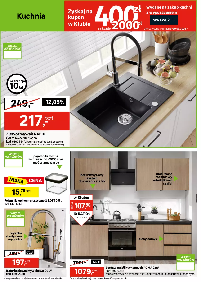Gazetka promocyjna Leroy Merlin - Gazetka Leroy Merlin - ważna 09.09 do 29.09.2026 - strona 16 - produkty: Bateria, Bateria kuchenna, Gra, Korpusy, Kuchnia, Meble, Pojemnik, Sok, Zestaw mebli kuchennych, Zlew, Zlewozmywak