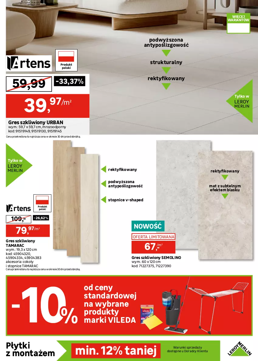 Gazetka promocyjna Leroy Merlin - Gazetka Leroy Merlin - ważna 09.09 do 29.09.2026 - strona 19 - produkty: Glazura, Gres, Gres szkliwiony, Lazur, Por, Top, Vileda