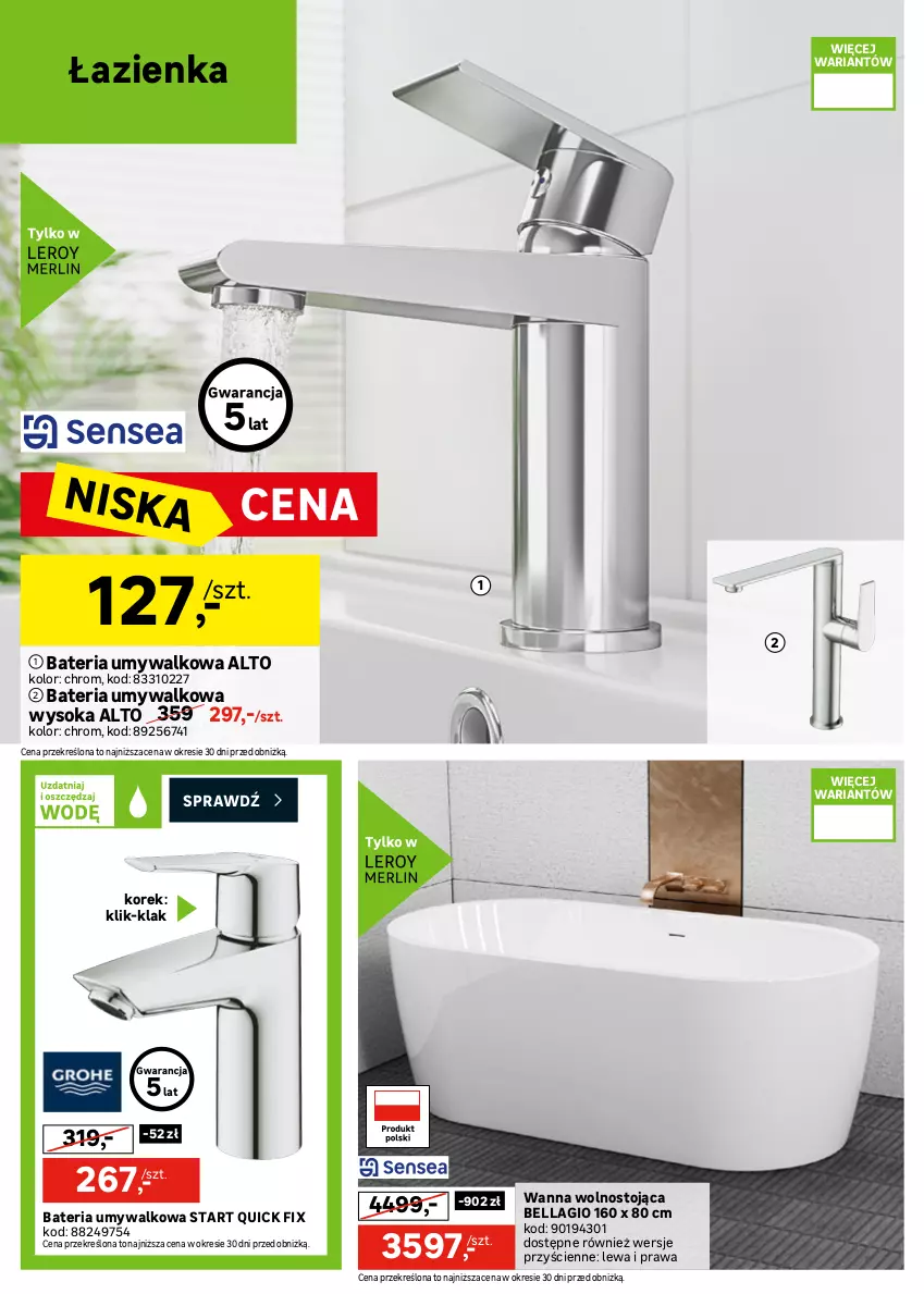Gazetka promocyjna Leroy Merlin - Gazetka Leroy Merlin - ważna 09.09 do 29.09.2026 - strona 24 - produkty: Bateria, Bateria umywalkowa, Bell, Bella, Miska, Miska wisząca, Sok, Wanna, Zestaw podtynkowy WC