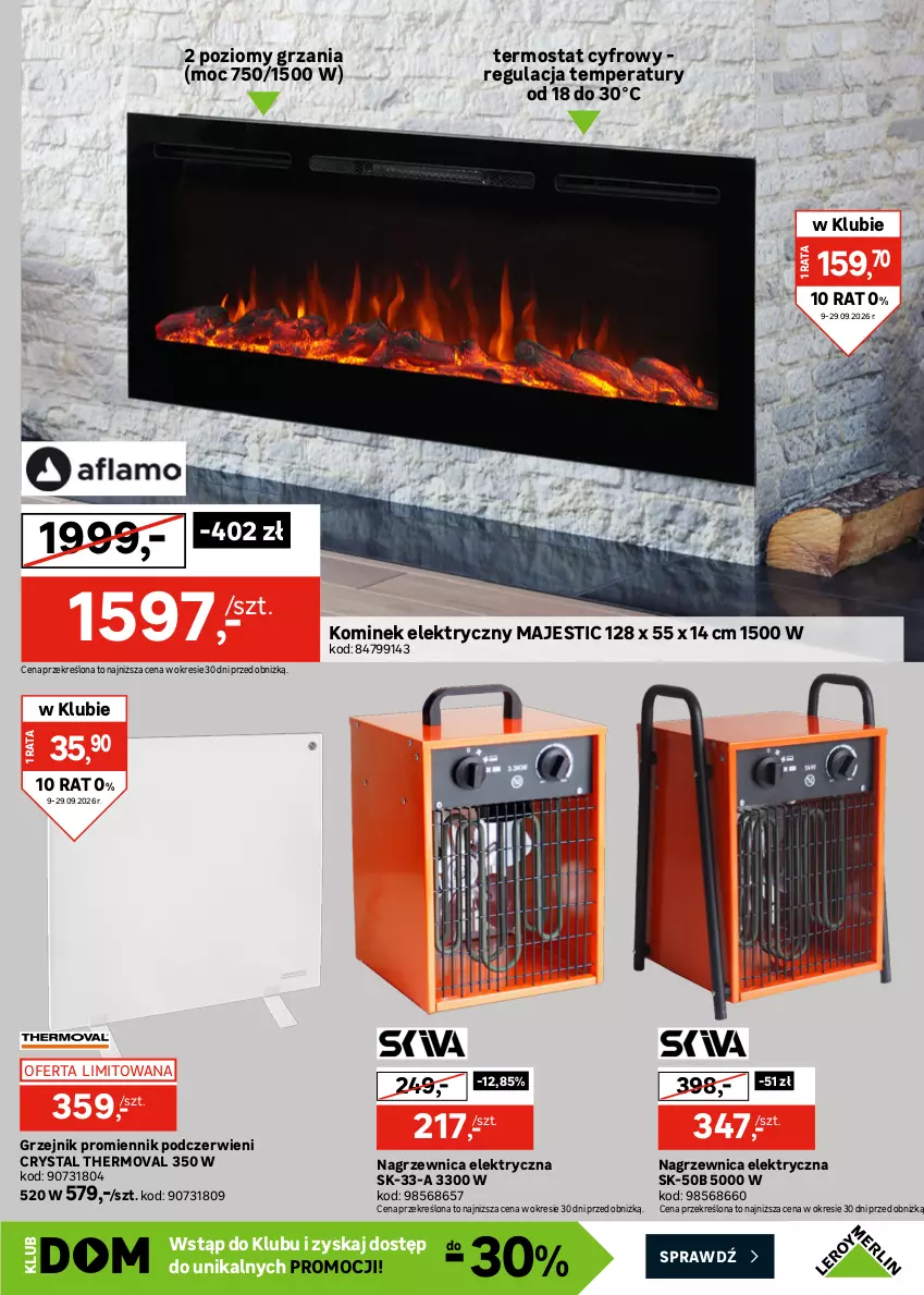 Gazetka promocyjna Leroy Merlin - Gazetka Leroy Merlin - ważna 09.09 do 29.09.2026 - strona 31 - produkty: Grzejnik, Kominek, Nagrzewnica elektryczna, Pur, Termos