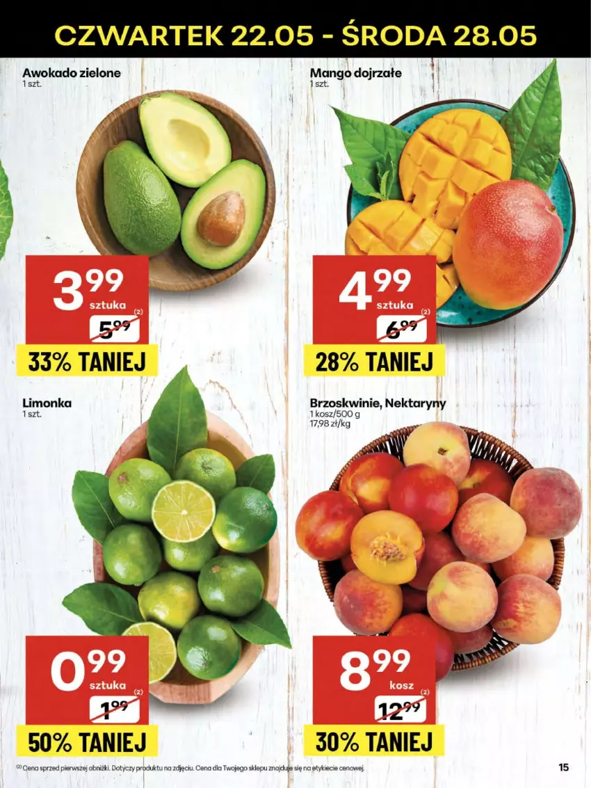 Gazetka promocyjna Delikatesy Centrum - Franczyza DC21 Czwartek - ważna 22.05 do 28.05.2025 - strona 15 - produkty: Brzoskwinie, Kosz, Limonka, Mango, Nektar