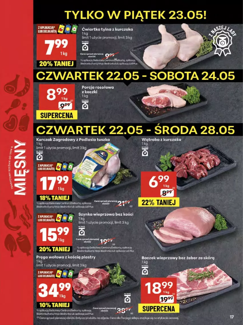 Gazetka promocyjna Delikatesy Centrum - Franczyza DC21 Czwartek - ważna 22.05 do 28.05.2025 - strona 17 - produkty: Boczek, Boczek wieprzowy, Koc, Kurczak, Por, Pręga wołowa, Sos, Tusz