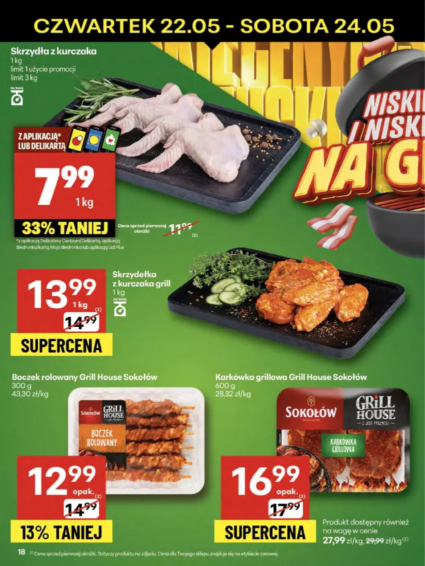 Gazetka promocyjna Delikatesy Centrum - Franczyza DC21 Czwartek - ważna 22.05 do 28.05.2025 - strona 18 - produkty: Boczek, Grill, Kurczak, LG, Rum, Sok, Sokołów