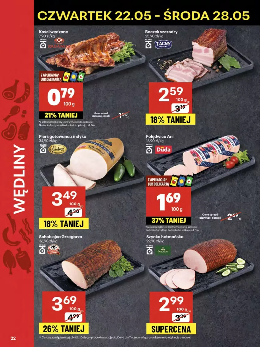 Gazetka promocyjna Delikatesy Centrum - Franczyza DC21 Czwartek - ważna 22.05 do 28.05.2025 - strona 22 - produkty: Boczek, Duda, Polędwica, Szynka