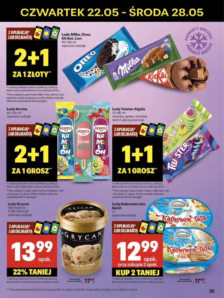 Gazetka promocyjna Delikatesy Centrum - Franczyza DC21 Czwartek - ważna 22.05 do 28.05.2025 - strona 35 - produkty: Algida, Gry, Hortex, Kit Kat, Koc, LG, Lion, Lody, Milka, Oreo, Orka, Por, Rum