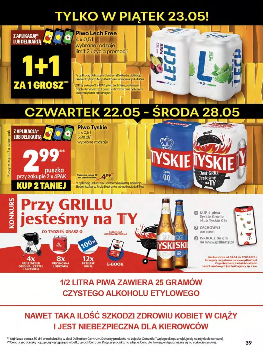 Gazetka promocyjna Delikatesy Centrum - Franczyza DC21 Czwartek - ważna 22.05 do 28.05.2025 - strona 39 - produkty: Piwa, Piwo, Rum, Tyskie