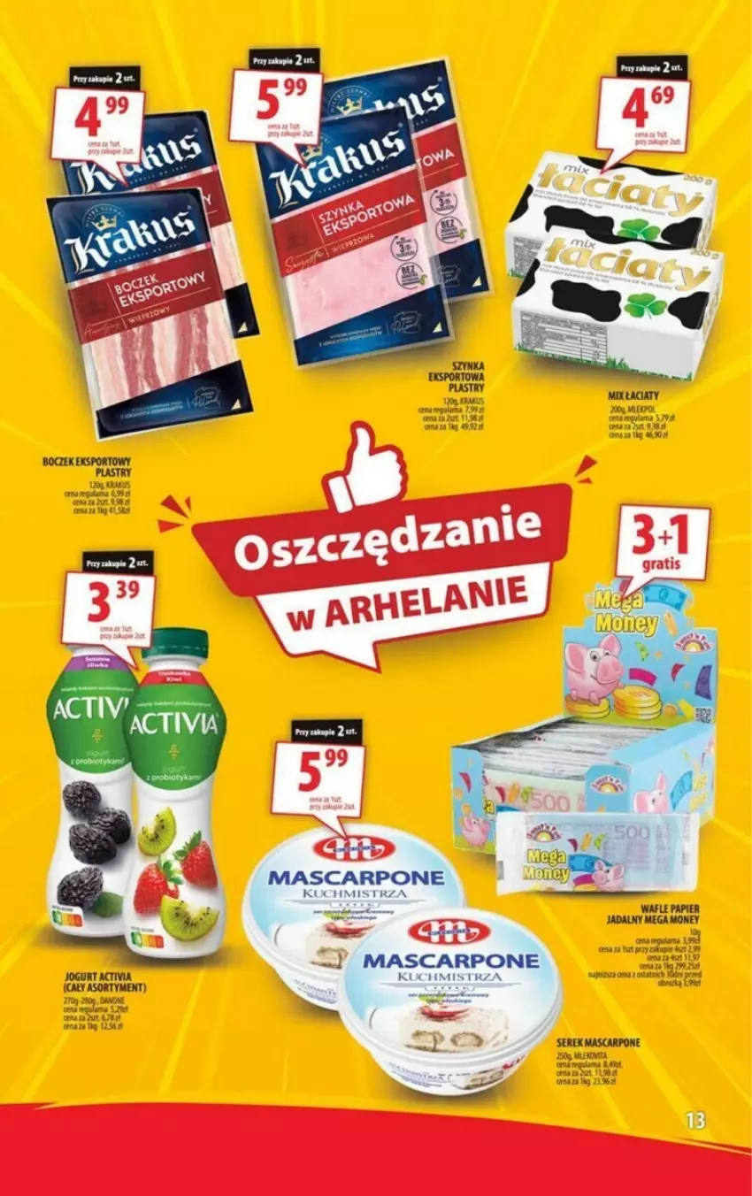 Gazetka promocyjna Arhelan - ważna 27.05.2023 do 09.06.2024 - strona 5 - produkty: Boczek, Fa, Jogurt, Krakus, Mascarpone, Mleko, Papier, Por, Ser, Serek, Sport, Szynka, Tera, Wafle