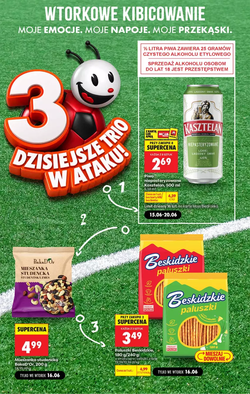 Gazetka promocyjna Biedronka - Gazetka - ważna 15.06 do 22.06.2026 - strona 4 - produkty: Beskidzki, BIC, Flora, Gra, Kasztelan, Mieszanka studencka, Napoje, Piwa, Ser