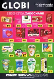 Gazetka promocyjna Carrefour - Gazetka Globi - Gazetka - ważna od 14.02 do 14.02.2022 - strona 1 - produkty: Ser topiony, Serek wiejski, Top, Ser, Koc, Twaróg, Piątnica, Tulipan, Róża, Zott, Jogurt, Praliny, Lindor, Kosz, Ferrero Rocher, Serek homogenizowany, Serek, Mleczko, Bakoma, Müller, Ptasie mleczko, Hochland, Ferrero, Danio, Deser, Merci, Lindt, Milka, Mleko