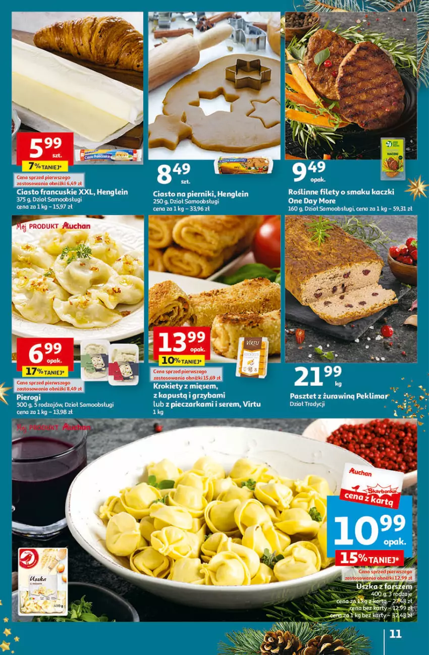 Gazetka promocyjna Auchan - Gazetka Magia Świąt Część 4 Hipermarket Auchan - ważna 07.12 do 13.12.2023 - strona 11 - produkty: Ciasto francuskie, Fa, Krokiety, Pasztet, Piec, Pieczarka, Ser, Virtu