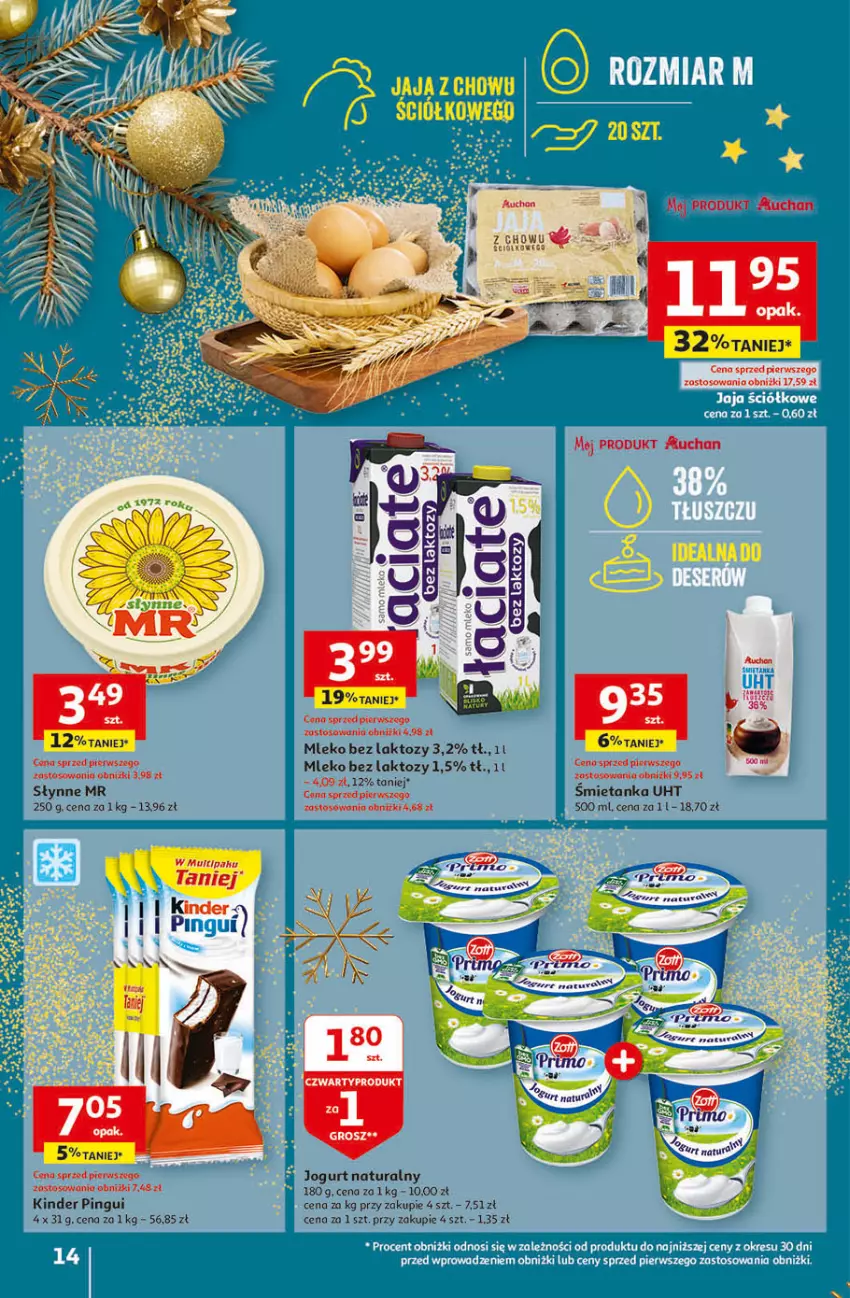 Gazetka promocyjna Auchan - Gazetka Magia Świąt Część 4 Hipermarket Auchan - ważna 07.12 do 13.12.2023 - strona 14 - produkty: AEG, Jogurt, Jogurt naturalny, Kinder, Mleko, Mleko bez laktozy, Słynne