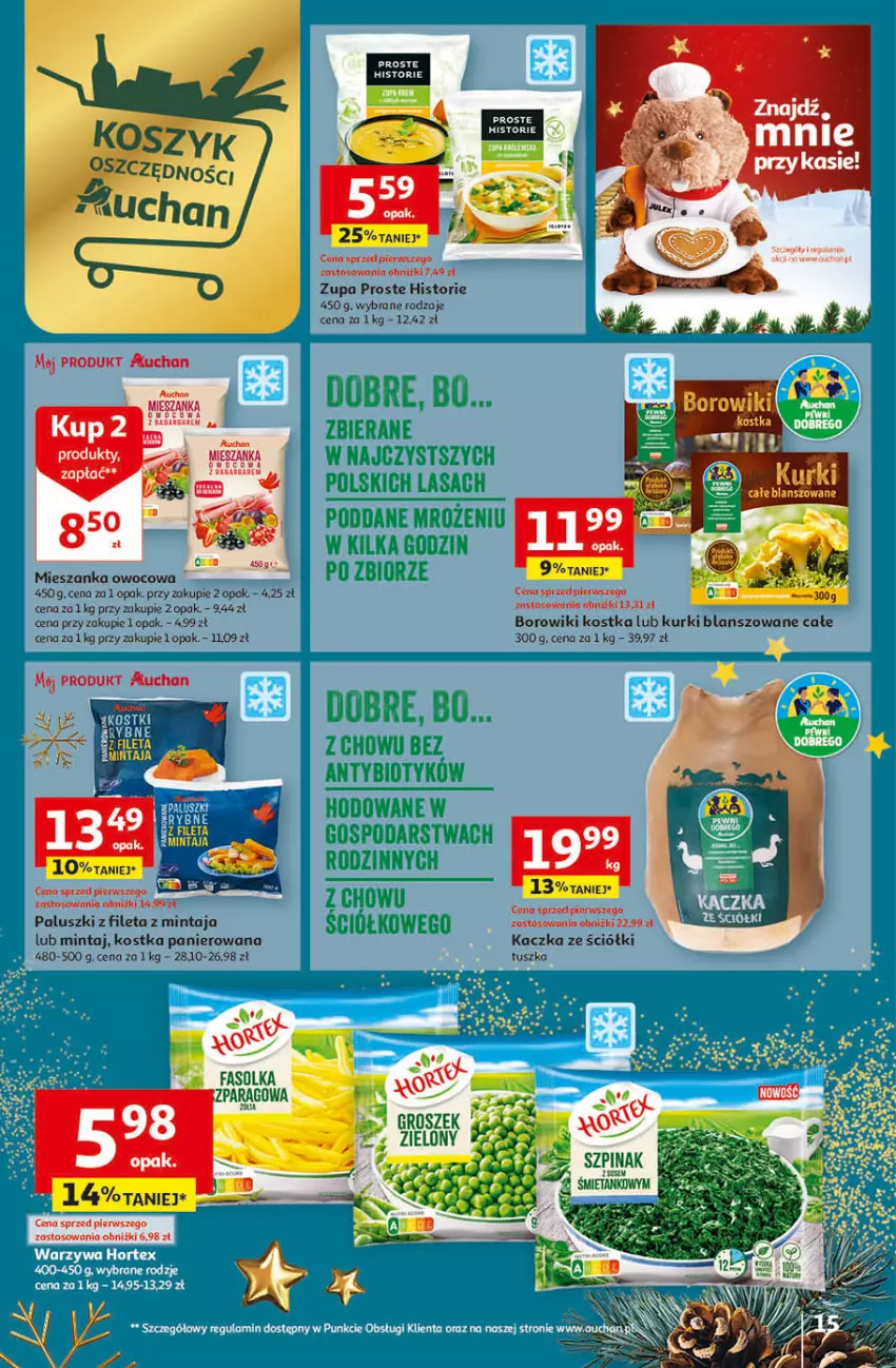 Gazetka promocyjna Auchan - Gazetka Magia Świąt Część 4 Hipermarket Auchan - ważna 07.12 do 13.12.2023 - strona 15 - produkty: Borowiki, Fa, Kaczka, Mintaj, Tusz, Zupa