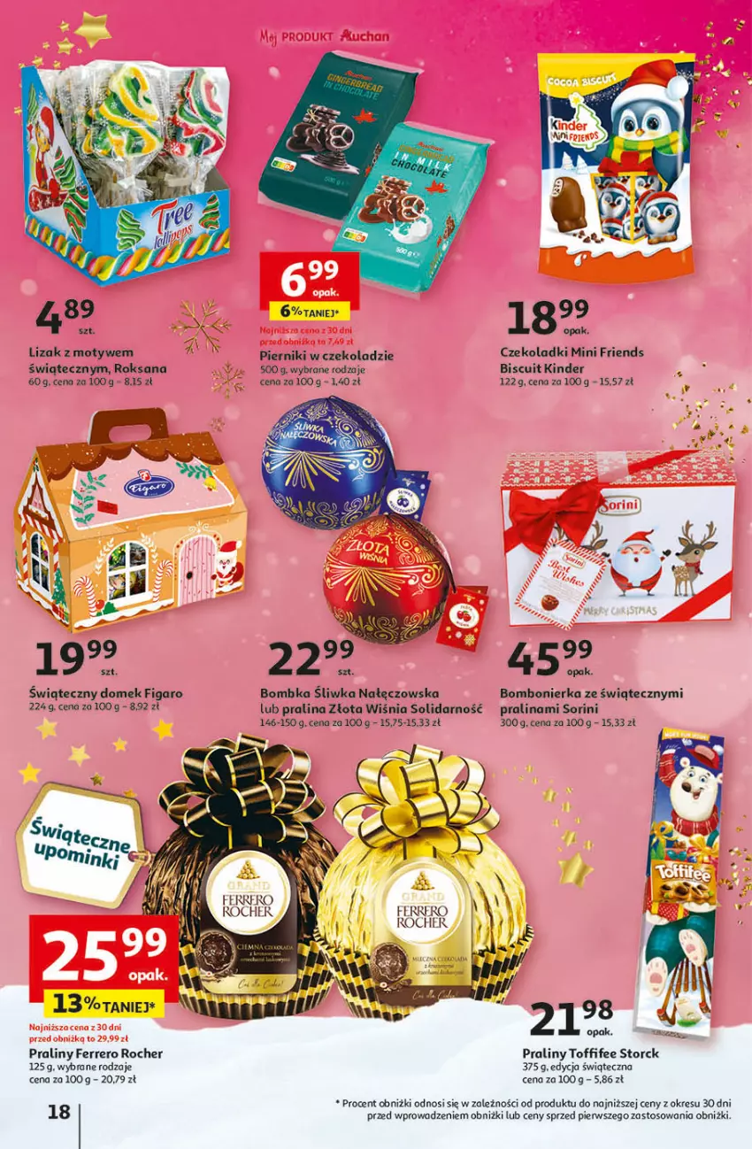 Gazetka promocyjna Auchan - Gazetka Magia Świąt Część 4 Hipermarket Auchan - ważna 07.12 do 13.12.2023 - strona 18 - produkty: Ferrero, Ferrero Rocher, Kinder, Praliny, Toffifee