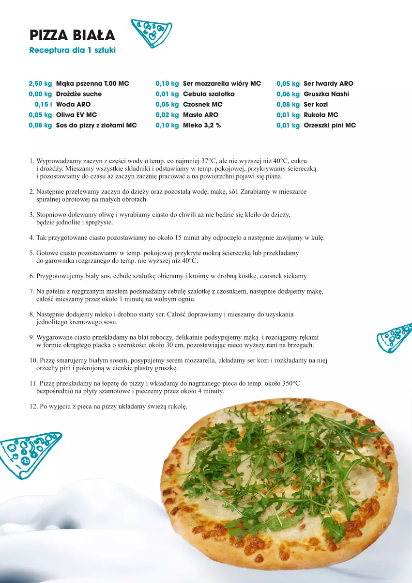 Gazetka promocyjna Makro - [Oferta specjalna] Receptury na Pizza Weeks - ważna 08.02 do 13.02.2022 - strona 3 - produkty: Blat roboczy, Cebula, Cebula szalotka, Czosnek, Drożdże, Lack, Mąka, Mąka pszenna, Masło, Mleko, Mozzarella, Nuty, Orzeszki, Piec, Pizza, Rukola, Ser, Ser kozi, Sól, Sos, Sos do pizzy, Szal, Top, Woda