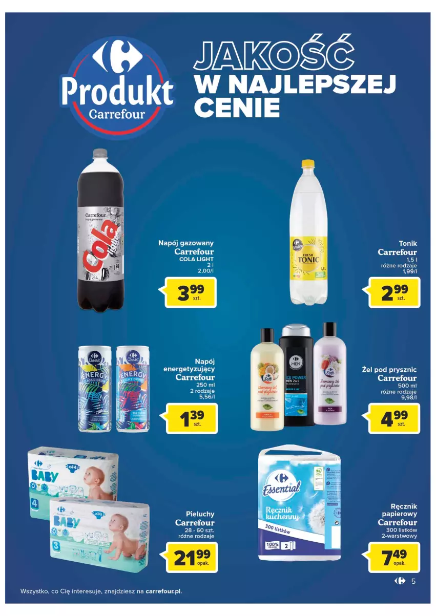 Gazetka promocyjna Carrefour - Gazetka Carrefour - ważna 02.08 do 13.08.2022 - strona 5 - produkty: Napój, Napój gazowany, Papier, Pieluchy, Ręcznik