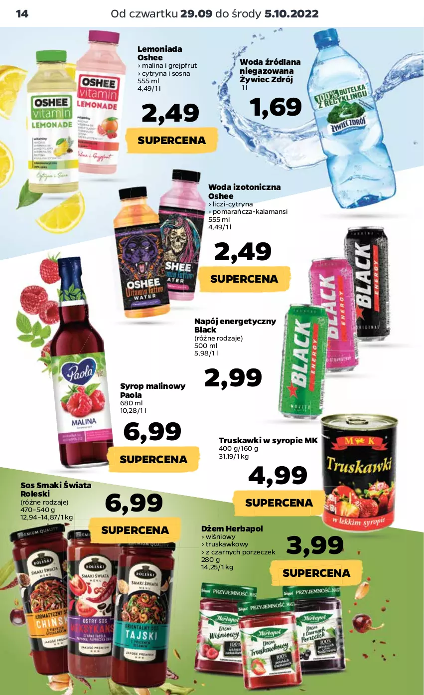 Gazetka promocyjna Netto - Artykuły spożywcze - ważna 29.09 do 05.10.2022 - strona 14 - produkty: Dżem, Grejpfrut, Herbapol, Lack, LANA, Lemoniada, Liczi, Napój, Napój energetyczny, Oshee, Paola, Por, Sos, Syrop, Truskawki, Woda