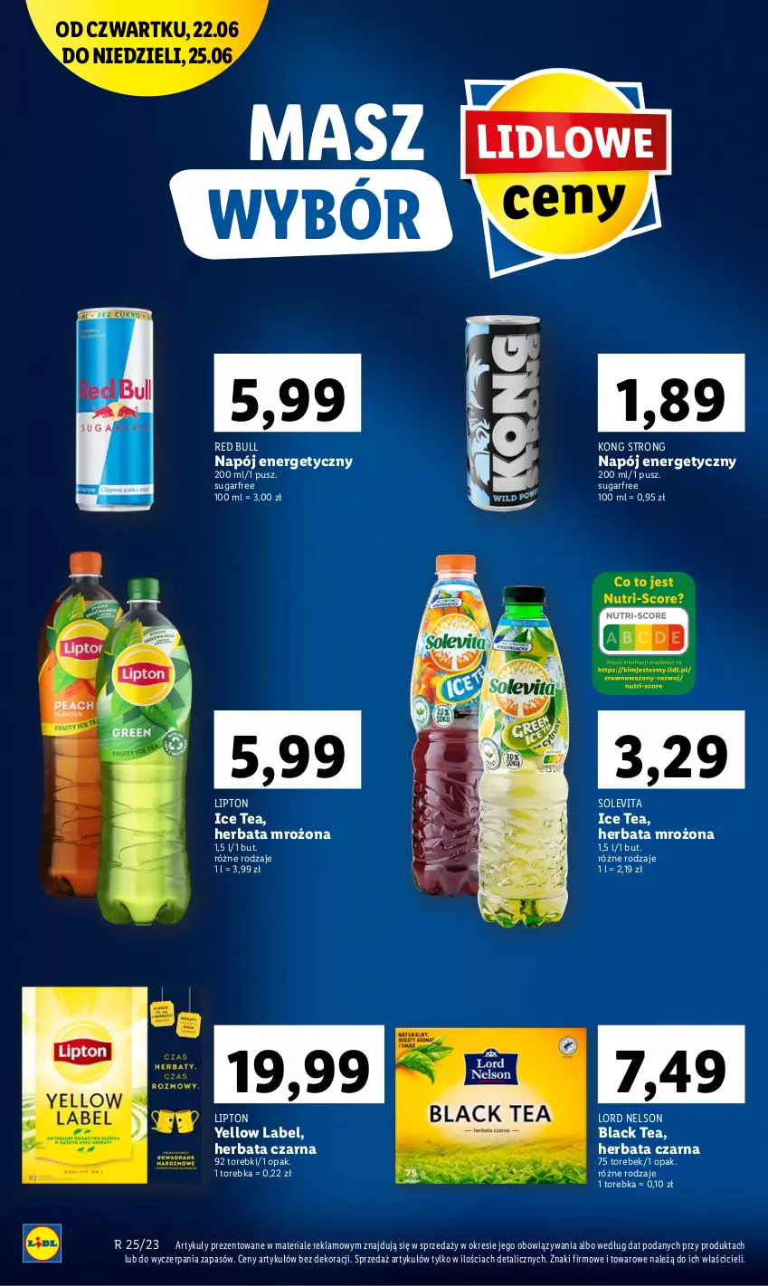 Gazetka promocyjna Lidl - GAZETKA - ważna 22.06 do 25.06.2023 - strona 10 - produkty: Herbata, Herbata czarna, Ice tea, Lack, Lipton, Napój, Napój energetyczny, Red Bull, Torebka