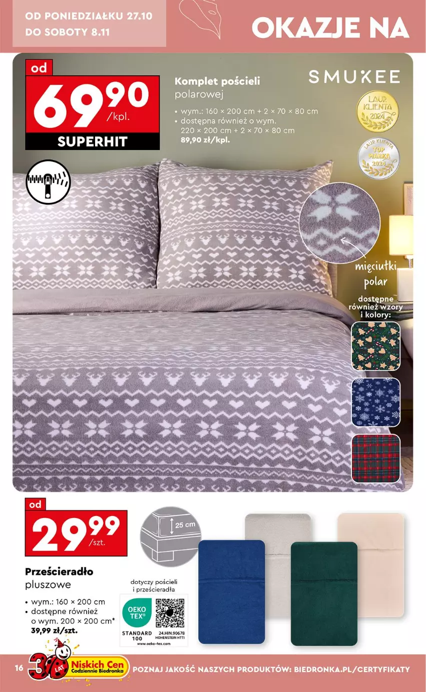 Gazetka promocyjna Biedronka - Okazje Tygodnia - ważna 27.10 do 08.11.2025 - strona 16 - produkty: Fa, Pościel, Prześcieradło