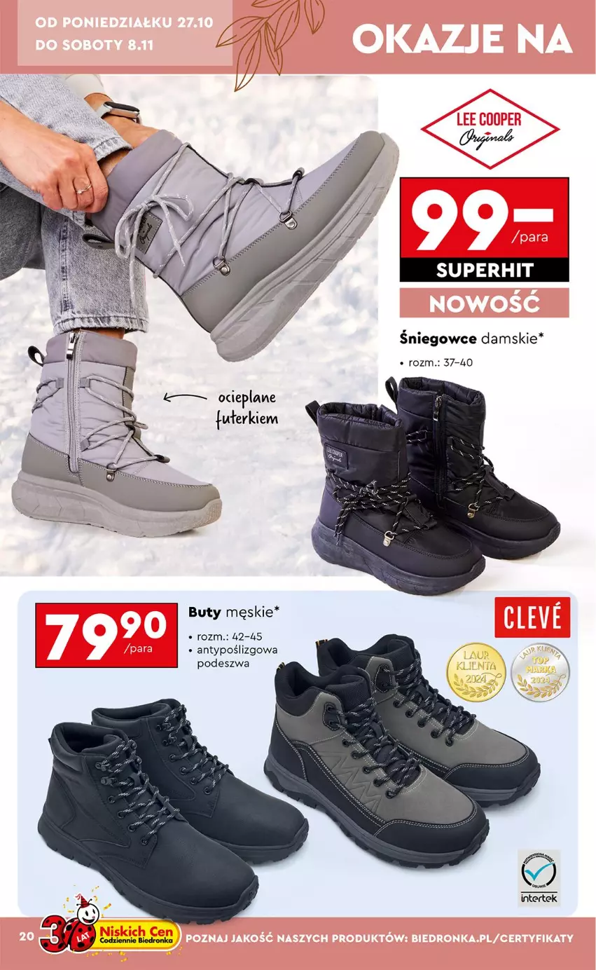 Gazetka promocyjna Biedronka - Okazje Tygodnia - ważna 27.10 do 08.11.2025 - strona 20 - produkty: Buty