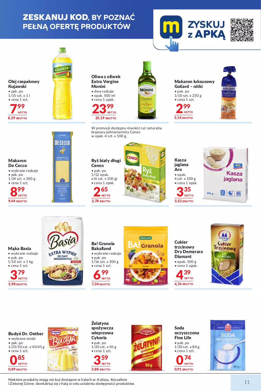 Gazetka promocyjna Makro - Mega oferty dla Twojego Sklepu - ważna 29.09 do 12.10.2026 - strona 11 - produkty: Ba!, Bakalland, Basia, Budyń, Cenos, Cukier, Cukier trzcinowy, Diamant, Dr. Oetker, Gin, Goliard, Gra, Granola, Kasza, Kasza jaglana, Kosz, Kujawski, LANA, Mąka, Makaron, Monini, Olej, Olej rzepakowy, Oliwa, Oliwa z oliwek, Ryż, Ryż biały, Ryż naturalny, Soda oczyszczona, Szal