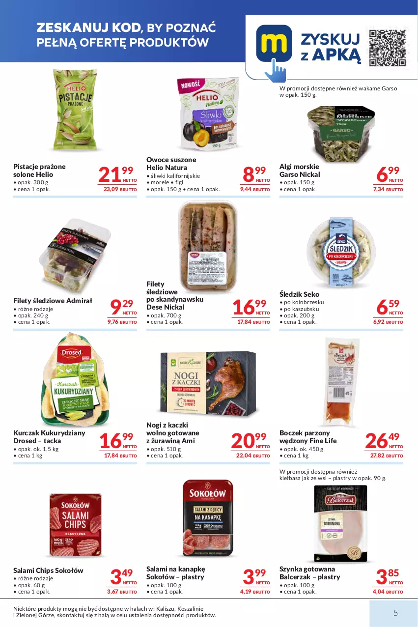 Gazetka promocyjna Makro - Mega oferty dla Twojego Sklepu - ważna 29.09 do 12.10.2026 - strona 5 - produkty: Boczek, Figi, Helio, Kiełbasa, Kosz, Kurczak, LG, Owoce, Owoce suszone, Pistacje, Salami, SEKO, Sok, Sokołów, Szal, Szynka