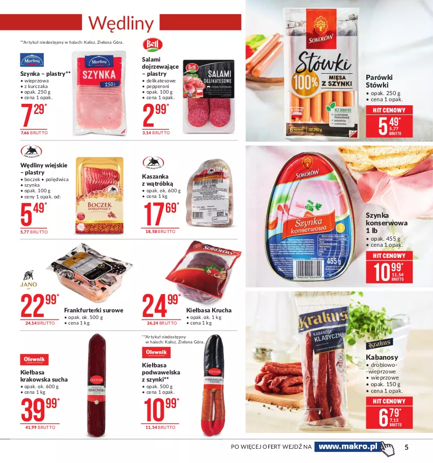 Gazetka promocyjna Makro - [Oferta promocyjna] Artykuły spożywcze - ważna 26.01 do 08.02.2021 - strona 5 - produkty: Boczek, Frankfurterki, Kabanos, Kasza, Kaszanka, Kiełbasa, Kiełbasa krakowska, Kiełbasa krucha, Kiełbasa podwawelska, Kurczak, Parówki, Polędwica, Salami, Ser, Szynka, Szynka konserwowa, Wawel