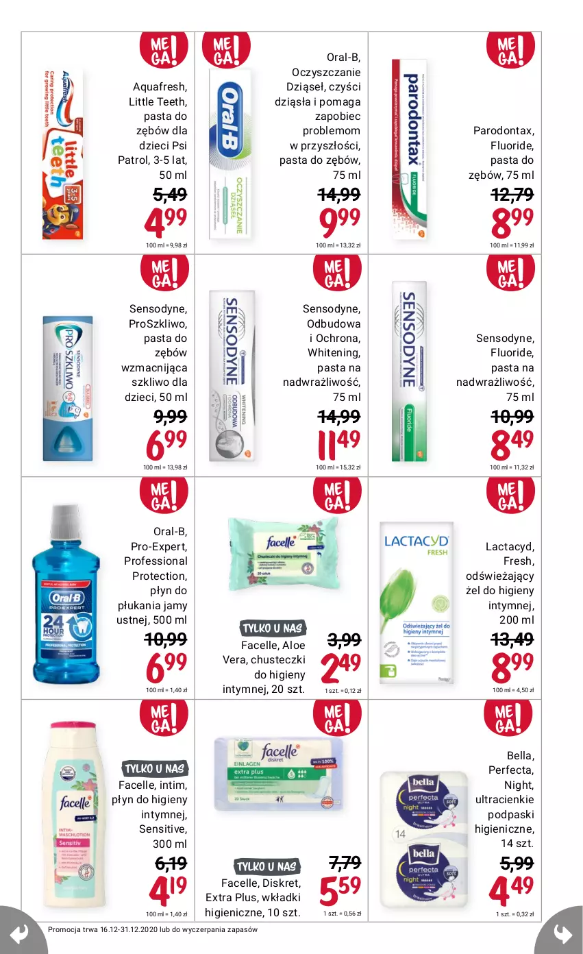 Gazetka promocyjna Rossmann - 16 grudnia - ważna 16.12 do 31.12.2021 - strona 19 - produkty: Aloe vera, Aquafresh, Bell, Bella, Chusteczki, Dzieci, Fa, Facelle, Kret, Lactacyd, Parodontax, Perfecta, Podpaski, Sensodyne