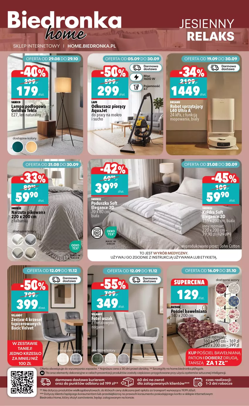 Gazetka promocyjna Biedronka - Biedronka Home - ważna 19.09 do 26.09.2026 - strona 2 - produkty: Fa, Intel, Krzesło, Lampa, Narzuta, Odkurzacz, Por, Pościel, Sport, Tran
