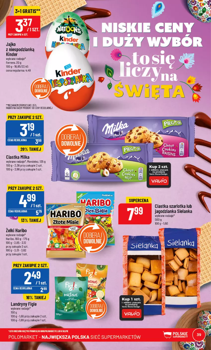 Gazetka promocyjna PoloMarket - Gazetka pomocyjna - ważna 22.03 do 28.03.2023 - strona 39 - produkty: Ciastka, Ferrero, Gra, Haribo, Jagodzianka, Kinder, Milka, Szarlotka