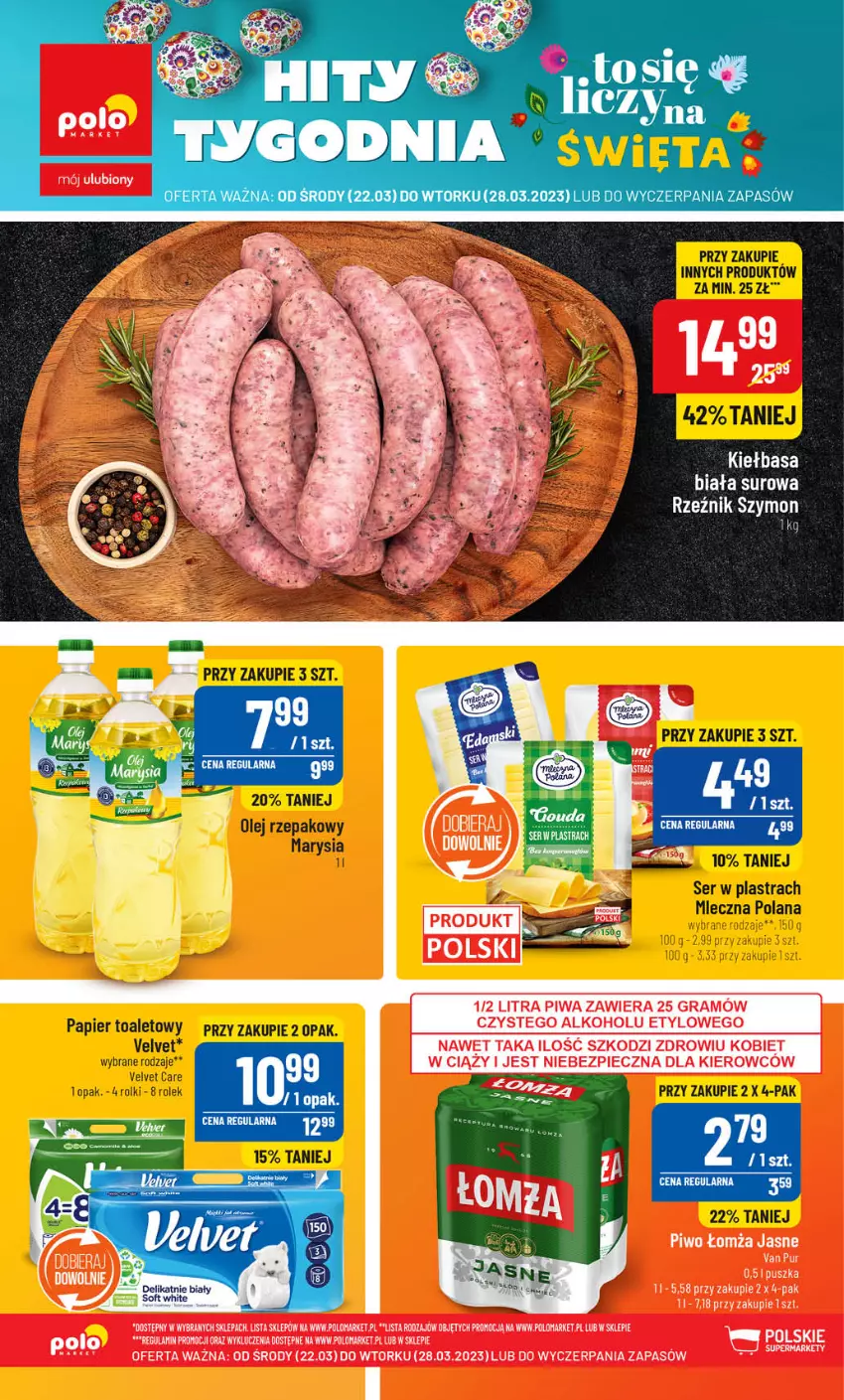 Gazetka promocyjna PoloMarket - Gazetka pomocyjna - ważna 22.03 do 28.03.2023 - strona 68 - produkty: LANA, Olej, Olej rzepakowy, Papier, Papier toaletowy, Rolki, Ser, Velvet