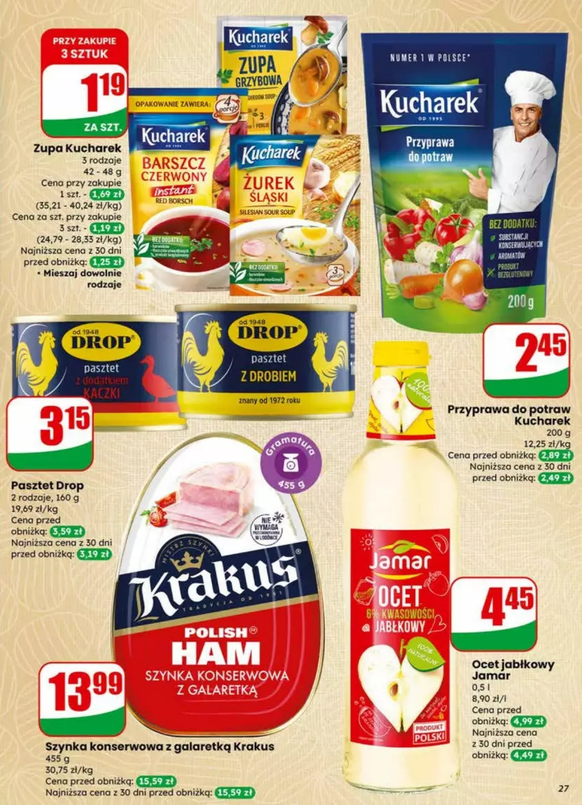 Gazetka promocyjna Dino - ważna 01.04 do 07.04.2026 - strona 20 - produkty: Gala, Krakus, Kucharek, Ocet, Pasztet, Przyprawa do potraw, Ser, Szynka, Szynka konserwowa, Zupa
