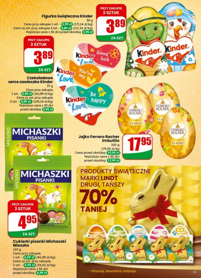 Gazetka promocyjna Dino - ważna 01.04 do 07.04.2026 - strona 3 - produkty: Cukier, Cukierki, Ferrero, Ferrero Rocher, Kinder, Lindt, Sanki, Ser