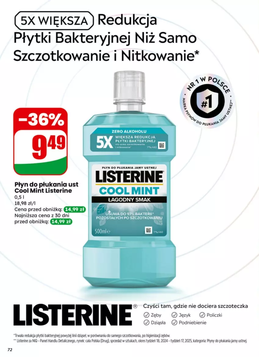 Gazetka promocyjna Dino - ważna 01.04 do 07.04.2026 - strona 70 - produkty: Listerine, Płyn do płukania, Płyn do płukania jamy ustnej, Por, Szczoteczka