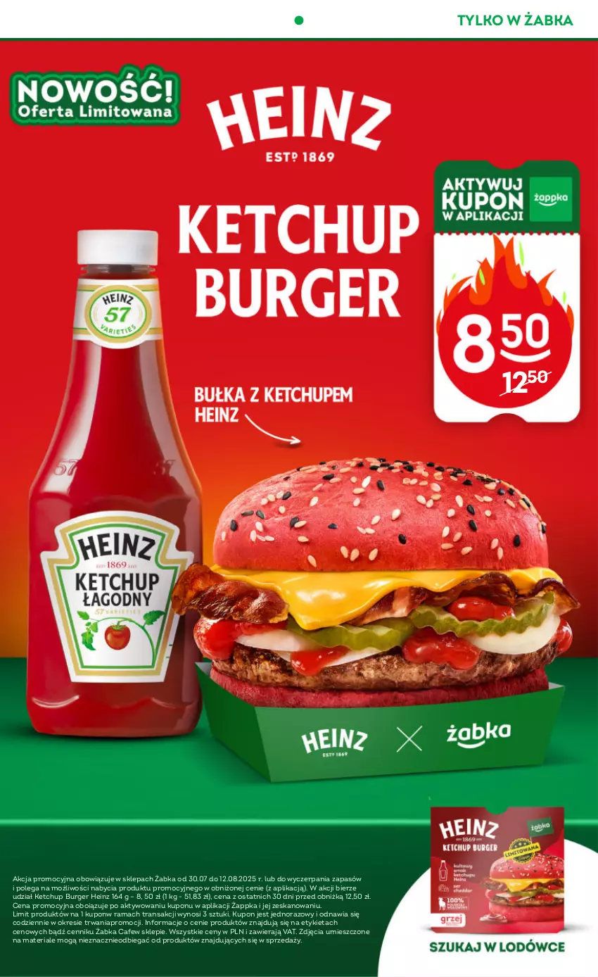 Gazetka promocyjna Żabka - ważna 30.07 do 12.08.2025 - strona 15 - produkty: Burger, Heinz, Ketchup, Rama, Tran