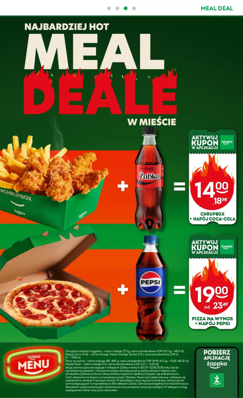 Gazetka promocyjna Żabka - ważna 30.07 do 12.08.2025 - strona 62 - produkty: Coca-Cola, Fa, Fanta, Napój, Pepsi, Pizza, Sprite, Tran