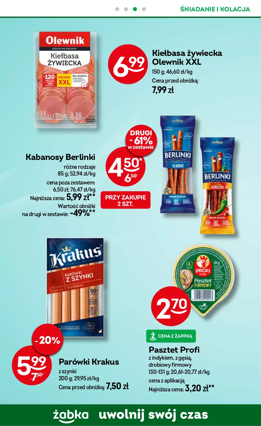 Gazetka promocyjna Żabka - ważna 30.07 do 12.08.2025 - strona 74 - produkty: Berlinki, Kabanos, Kiełbasa, Krakus, Olewnik, Parówki, Pasztet
