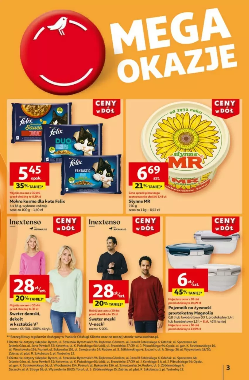 Gazetka promocyjna Auchan - ważna 09.01 do 15.01.2025 - strona 23 - produkty: Acer, Cars, Felix, Mokra karma, Pojemnik, Słynne, Sos, Sweter