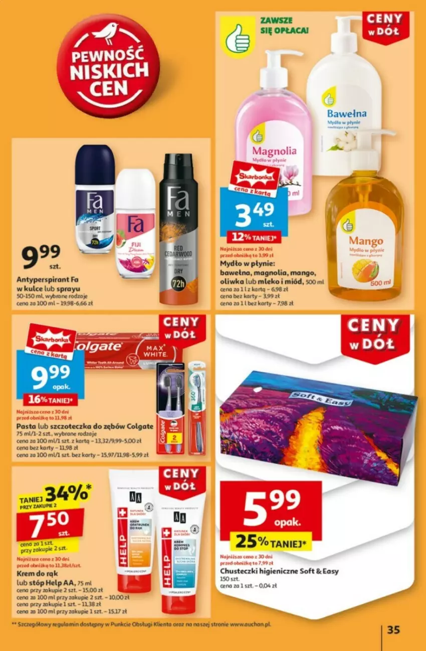 Gazetka promocyjna Auchan - ważna 09.01 do 15.01.2025 - strona 31 - produkty: Antyperspirant, Chusteczki, Colgate, Fa, Krem do rąk, LG, Mango, Miód, Mleko, Mydło, Mydło w płynie, Szczoteczka, Szczoteczka do zębów, Wełna