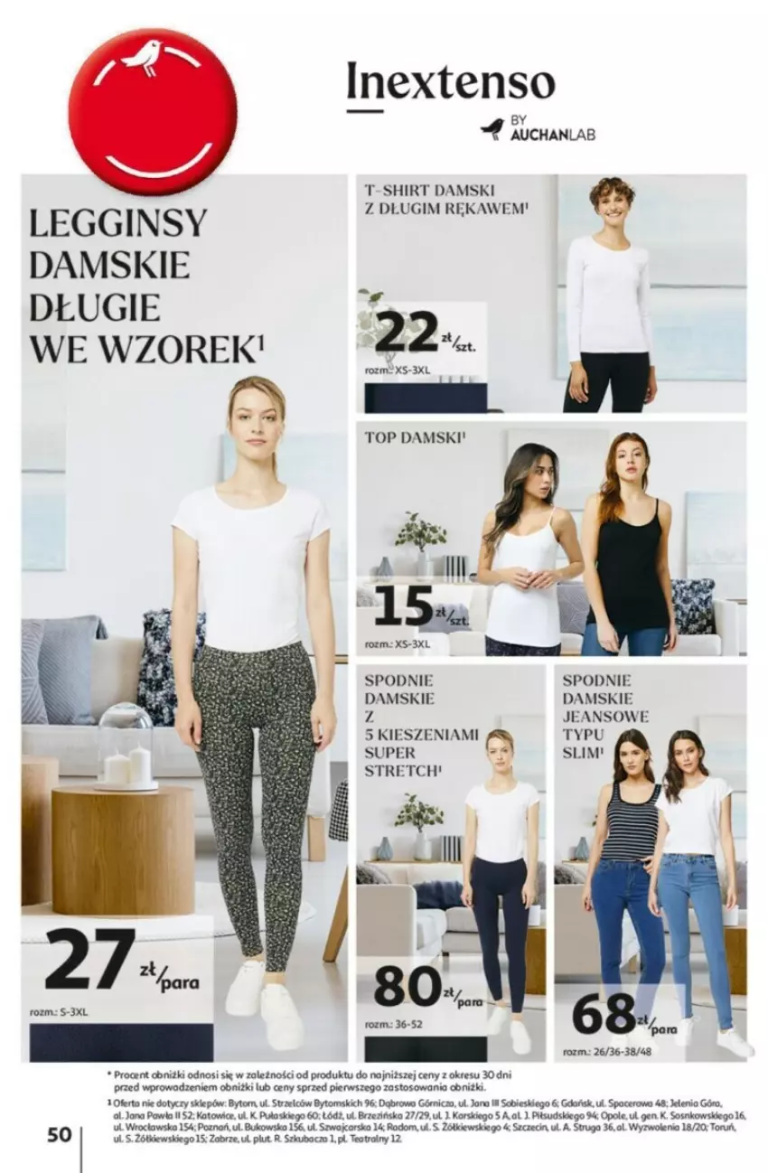 Gazetka promocyjna Auchan - ważna 09.01 do 15.01.2025 - strona 54 - produkty: Gin, Legginsy, Sos, Spodnie, T-shirt, Top