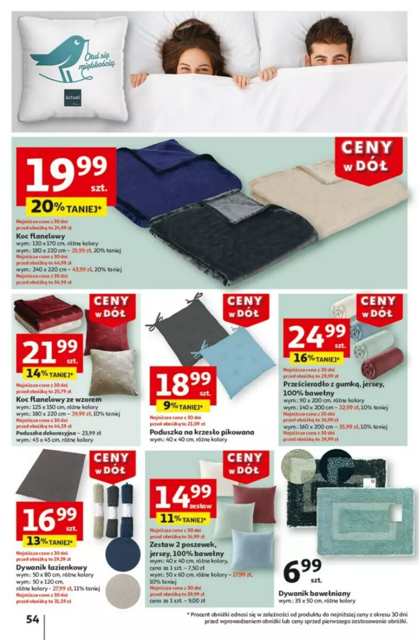 Gazetka promocyjna Auchan - ważna 09.01 do 15.01.2025 - strona 59 - produkty: Dywan, Dywanik, Dywanik łazienkowy, Koc, Krzesło, Poduszka, Poduszka dekoracyjna, Prześcieradło