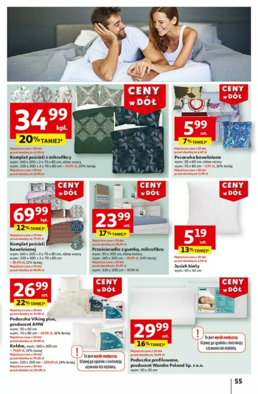 Gazetka promocyjna Auchan - ważna 09.01 do 15.01.2025 - strona 60 - produkty: Kołdra, Komplet pościeli, Poduszka, Pościel, Poszewka, Prześcieradło