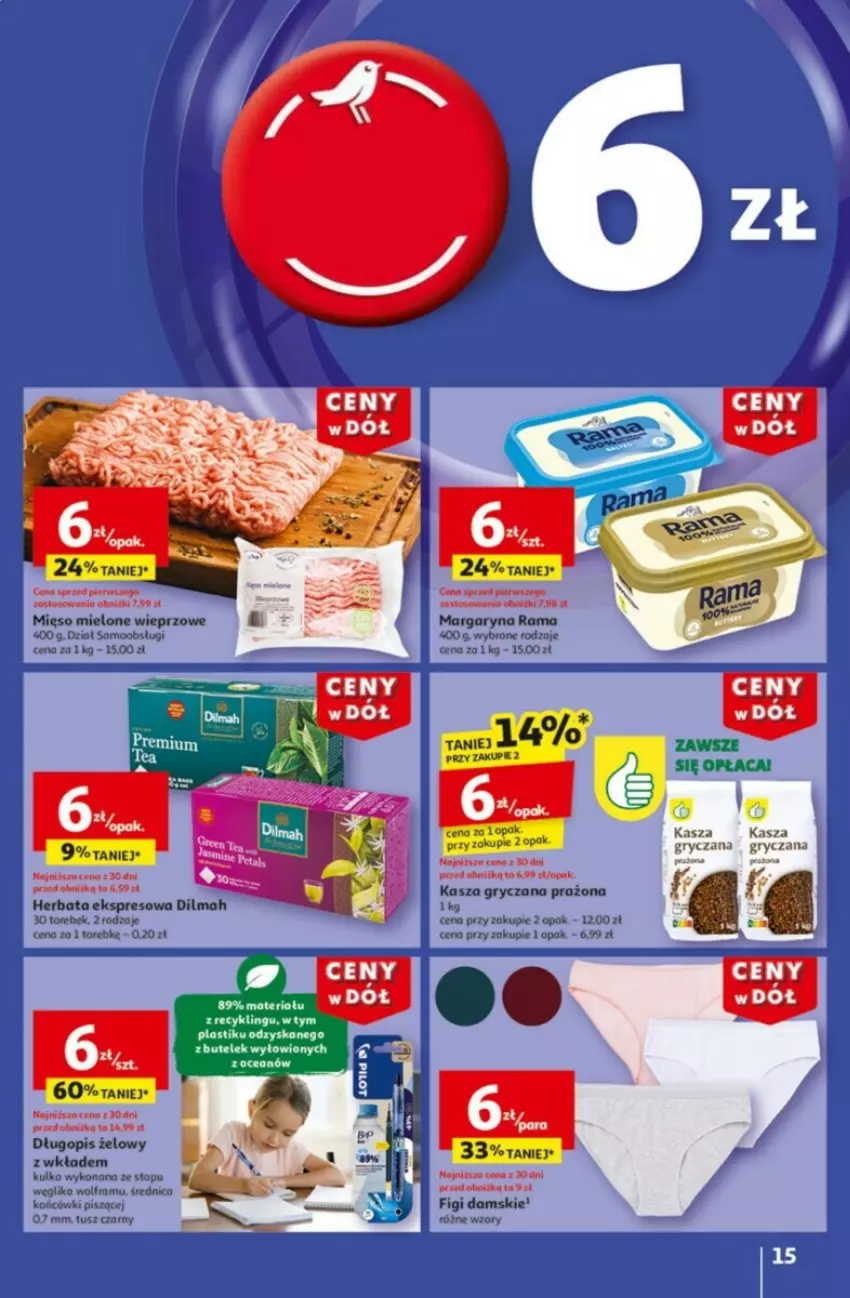 Gazetka promocyjna Auchan - ważna 09.01 do 15.01.2025 - strona 9 - produkty: Dilmah, Długopis, Figi, Gry, Herbata, Kasza, Kasza gryczana, Margaryna, Mięso, Mięso mielone, Obraz, Rama, Top