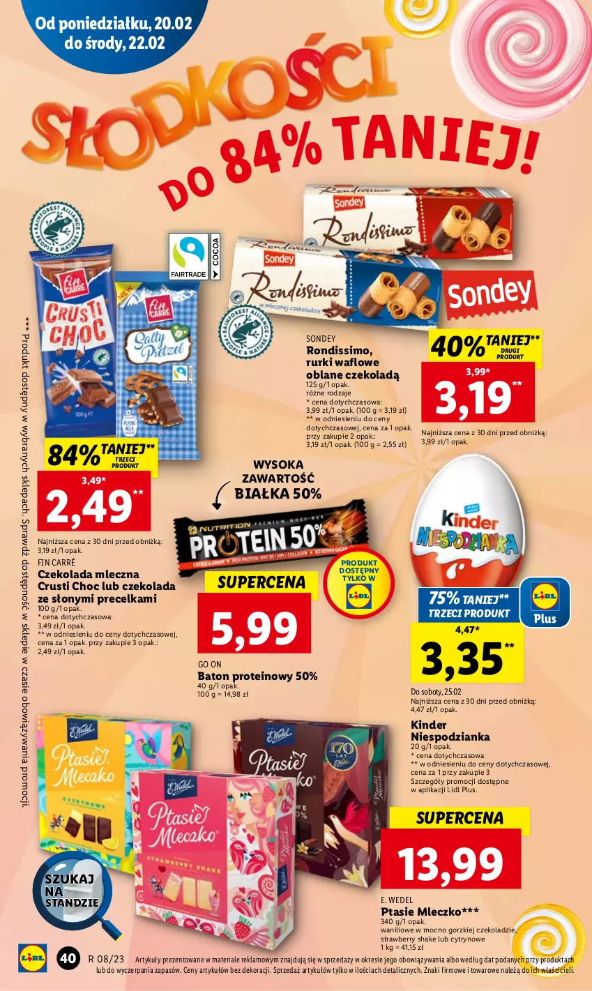 Gazetka promocyjna Lidl - GAZETKA - ważna 20.02 do 22.02.2023 - strona 48 - produkty: Baton, Czekolada, Czekolada mleczna, E. Wedel, Kinder, Mleczko, Ptasie mleczko, Rurki, Rust, Sok