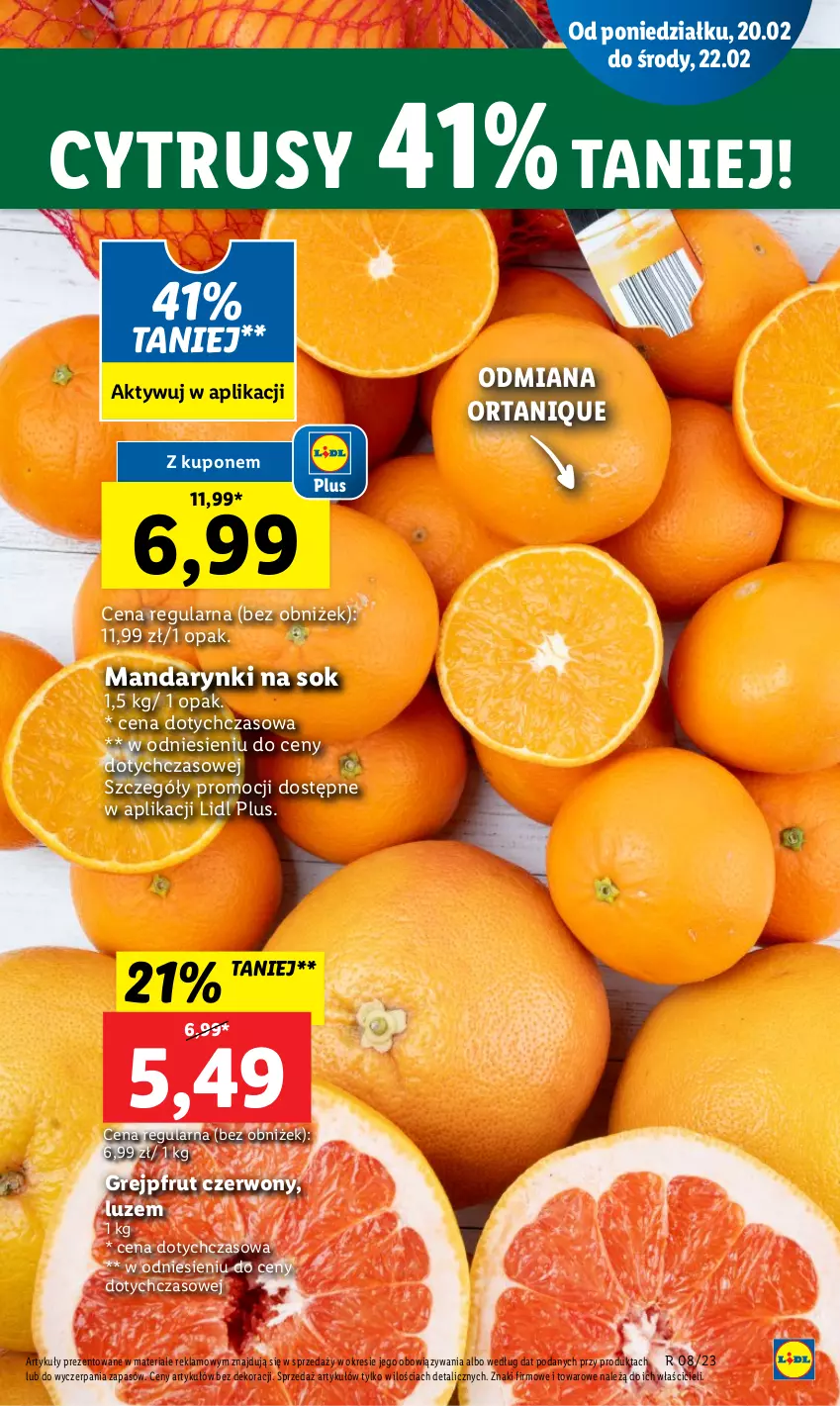 Gazetka promocyjna Lidl - GAZETKA - ważna 20.02 do 22.02.2023 - strona 5 - produkty: Grejpfrut, Mandarynki, Sok