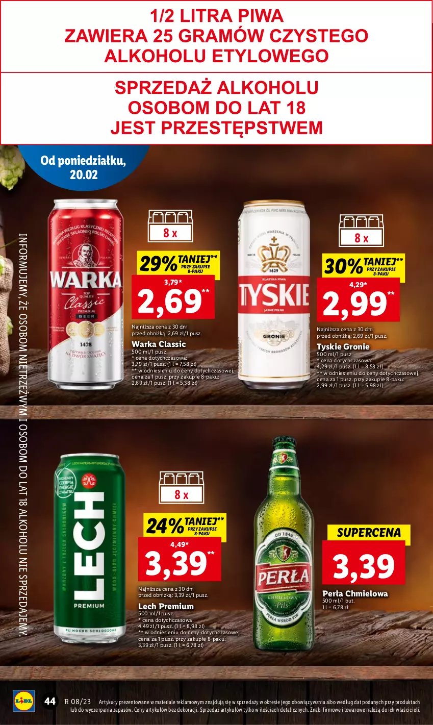 Gazetka promocyjna Lidl - GAZETKA - ważna 20.02 do 22.02.2023 - strona 52 - produkty: Lech Premium, Perła, Tyskie, Warka