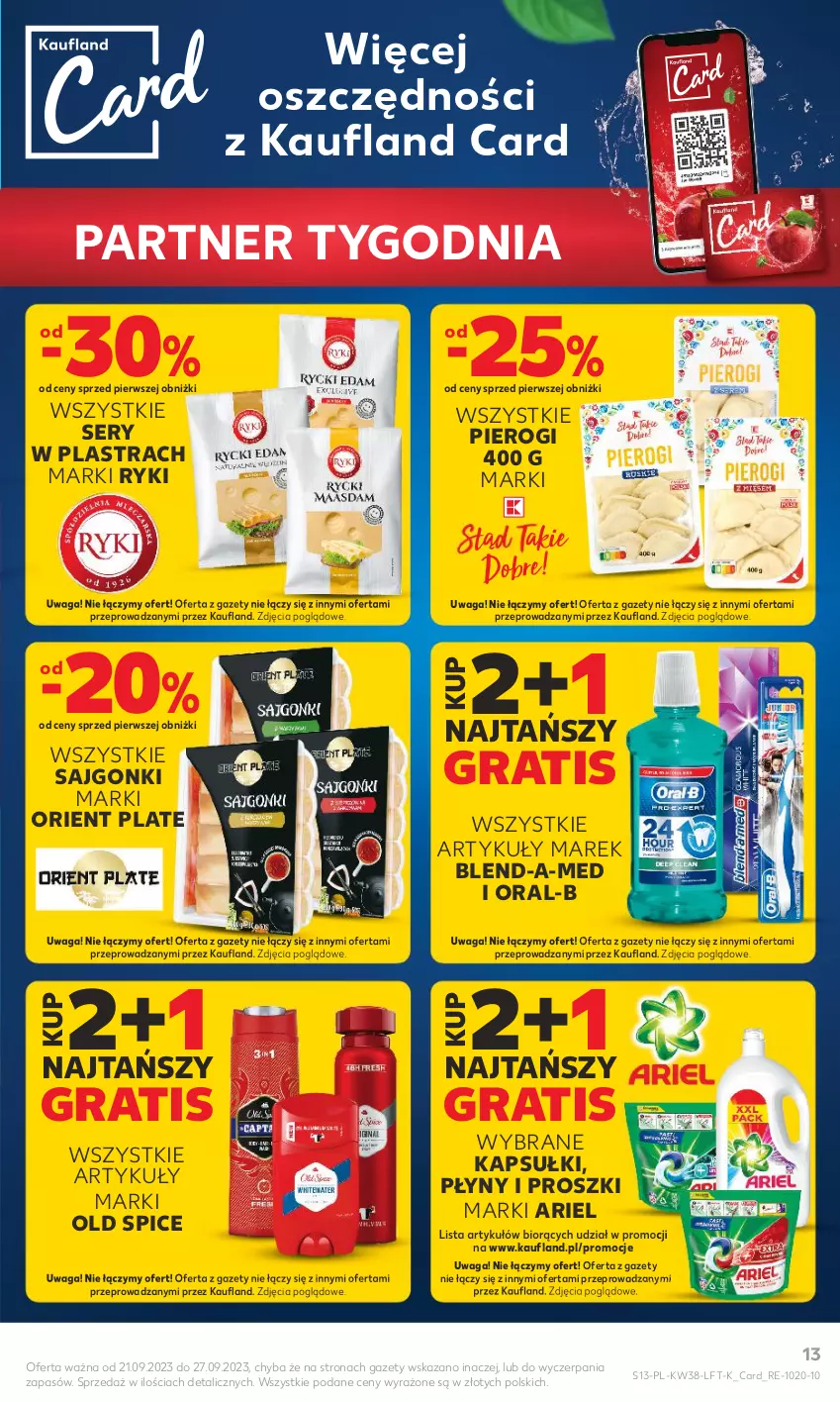 Gazetka promocyjna Kaufland - Gazetka tygodnia - ważna 21.09 do 27.09.2023 - strona 13 - produkty: Ariel, Blend-a-Med, Gra, Old Spice, Pierogi, Sajgonki, Ser, Waga