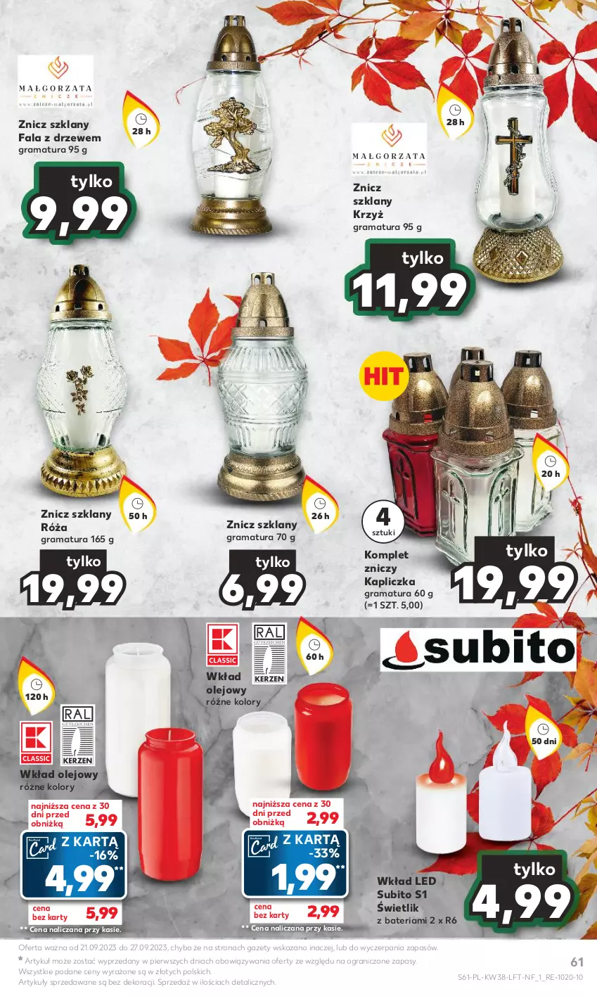 Gazetka promocyjna Kaufland - Gazetka tygodnia - ważna 21.09 do 27.09.2023 - strona 61 - produkty: Bateria, Fa, Gra, Olej, Rama, Róża, Wkład olejowy, Znicz