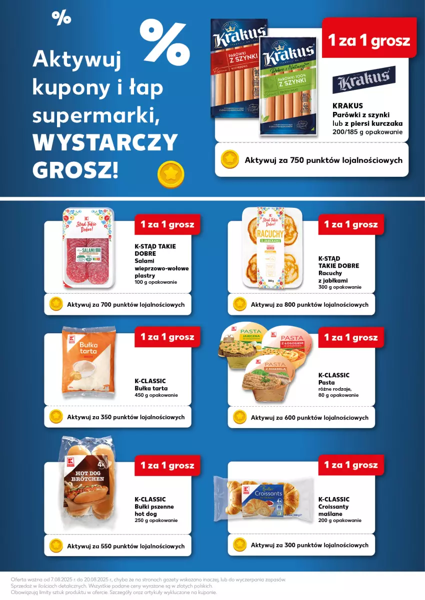 Gazetka promocyjna Kaufland - Kaufland - ważna 07.08 do 20.08.2025 - strona 3 - produkty: Bułka, Bułka tarta, Croissant, Hot dog, Jabłka, Krakus, Kurczak, Parówki, Parówki z szynki, Salami, Tarta