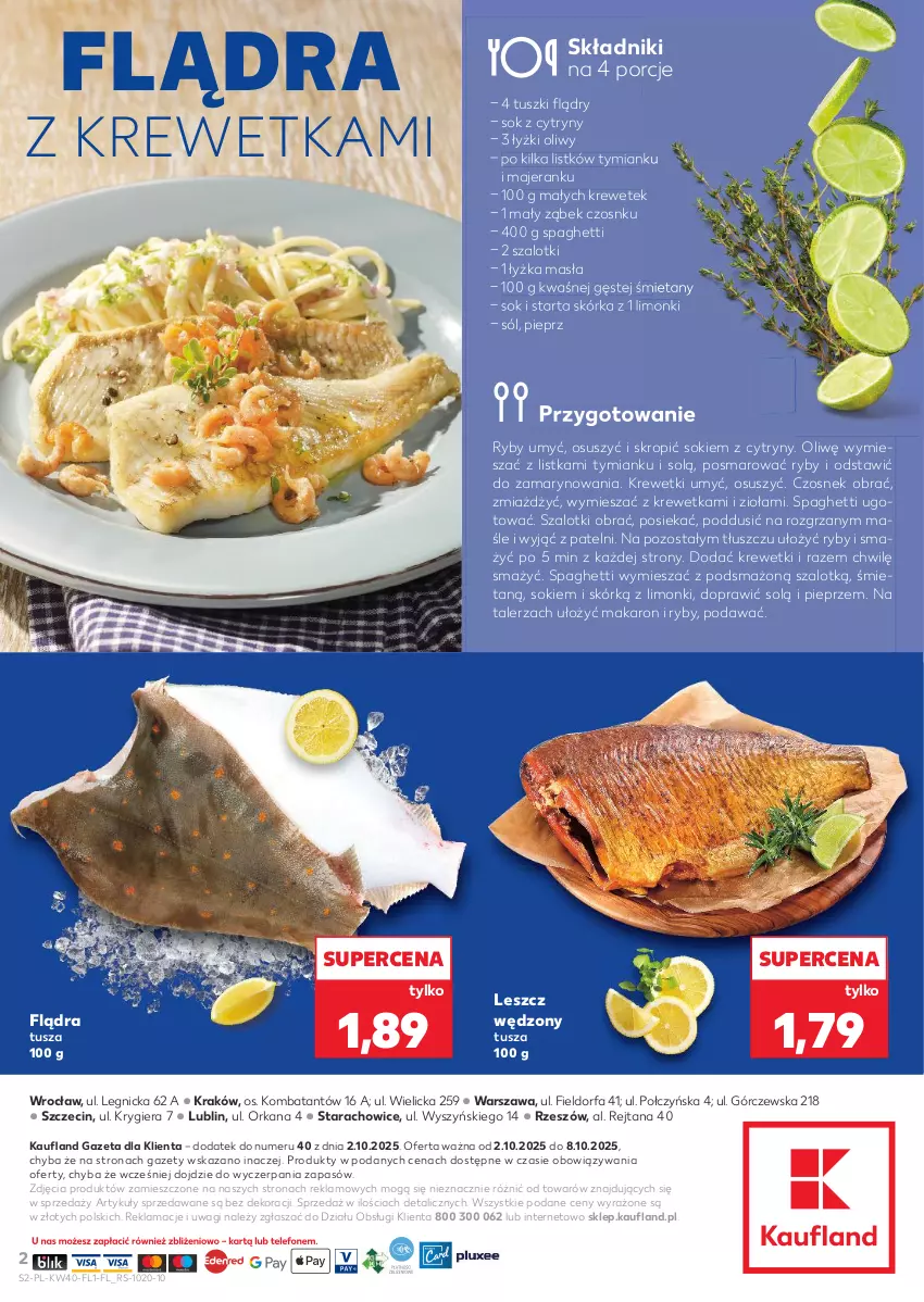 Gazetka promocyjna Kaufland - Kaufland - ważna 02.10 do 08.10.2025 - strona 2 - produkty: Cytryny, Czosnek, Fa, Krewetki, Makaron, Orka, Pieprz, Por, Sok, Sól, Spaghetti, Szal, Talerz, Tarta, Tusz, Wagi
